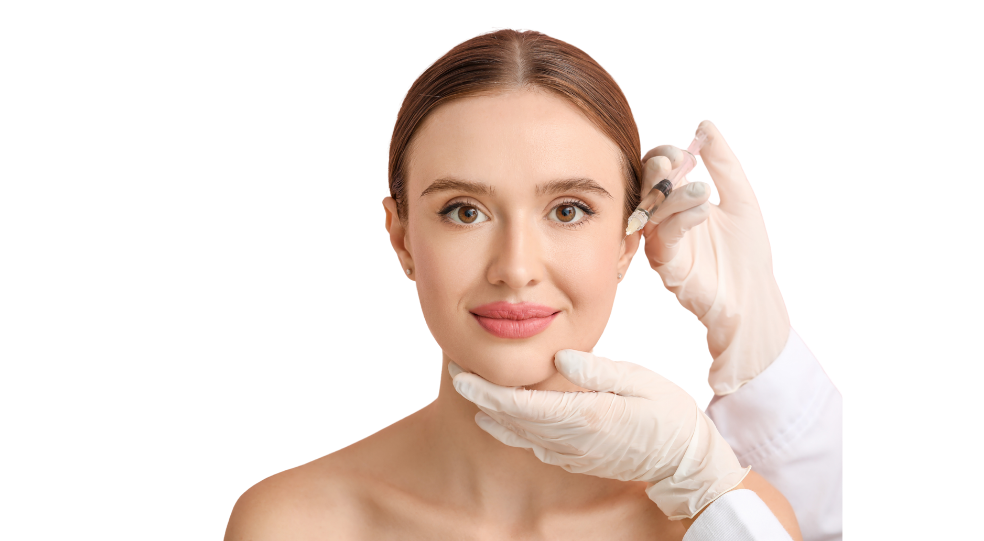 beautiful woman having an anti wrinkle injection treatment