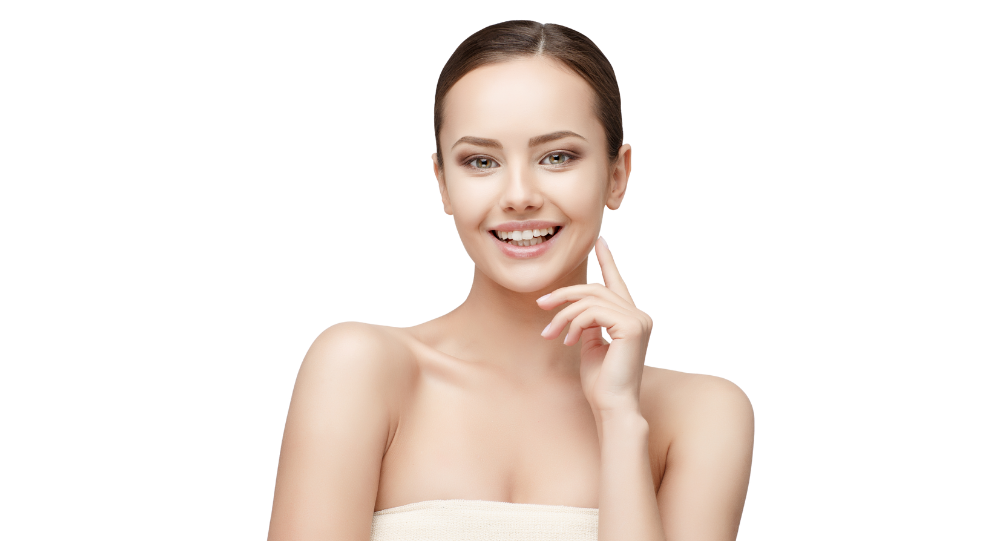 Young Woman with a clear skin smiling at camera