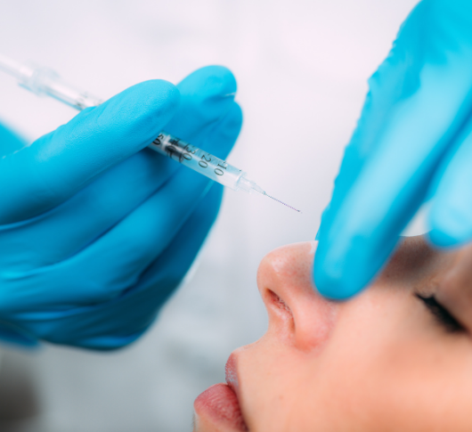 Close-Up of a Nose Filler Procedure