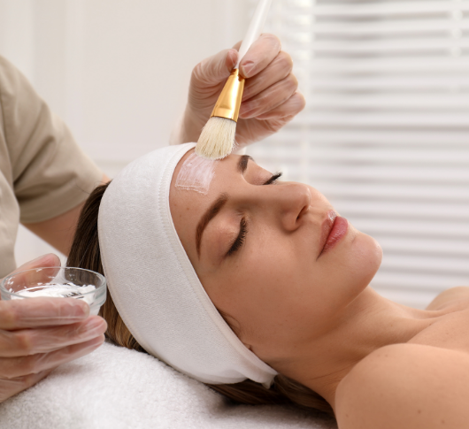 woman having a chemical peels treatment