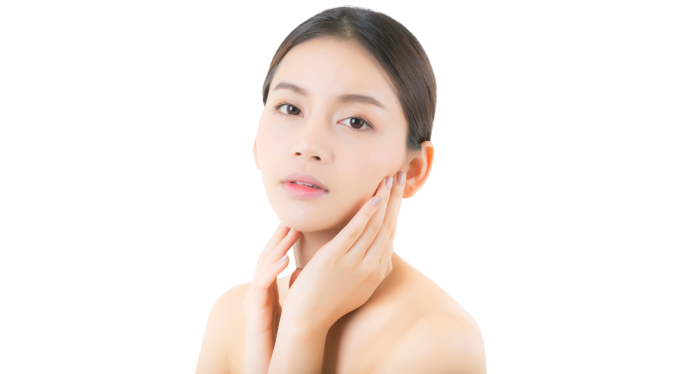 Close up Woman with hands on face