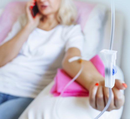 Woman having Iron IV drip