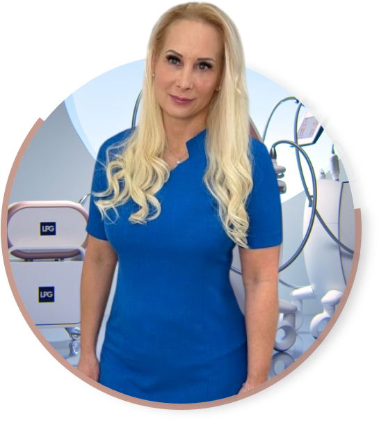 Jogita Dzerve standing in front of advanced LPG machines