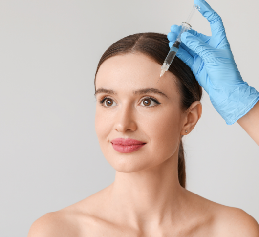 Brow anti-wrinkle injection close-up