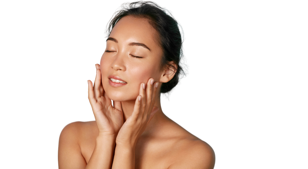 Woman with glowing skin after bunny lines treatment
